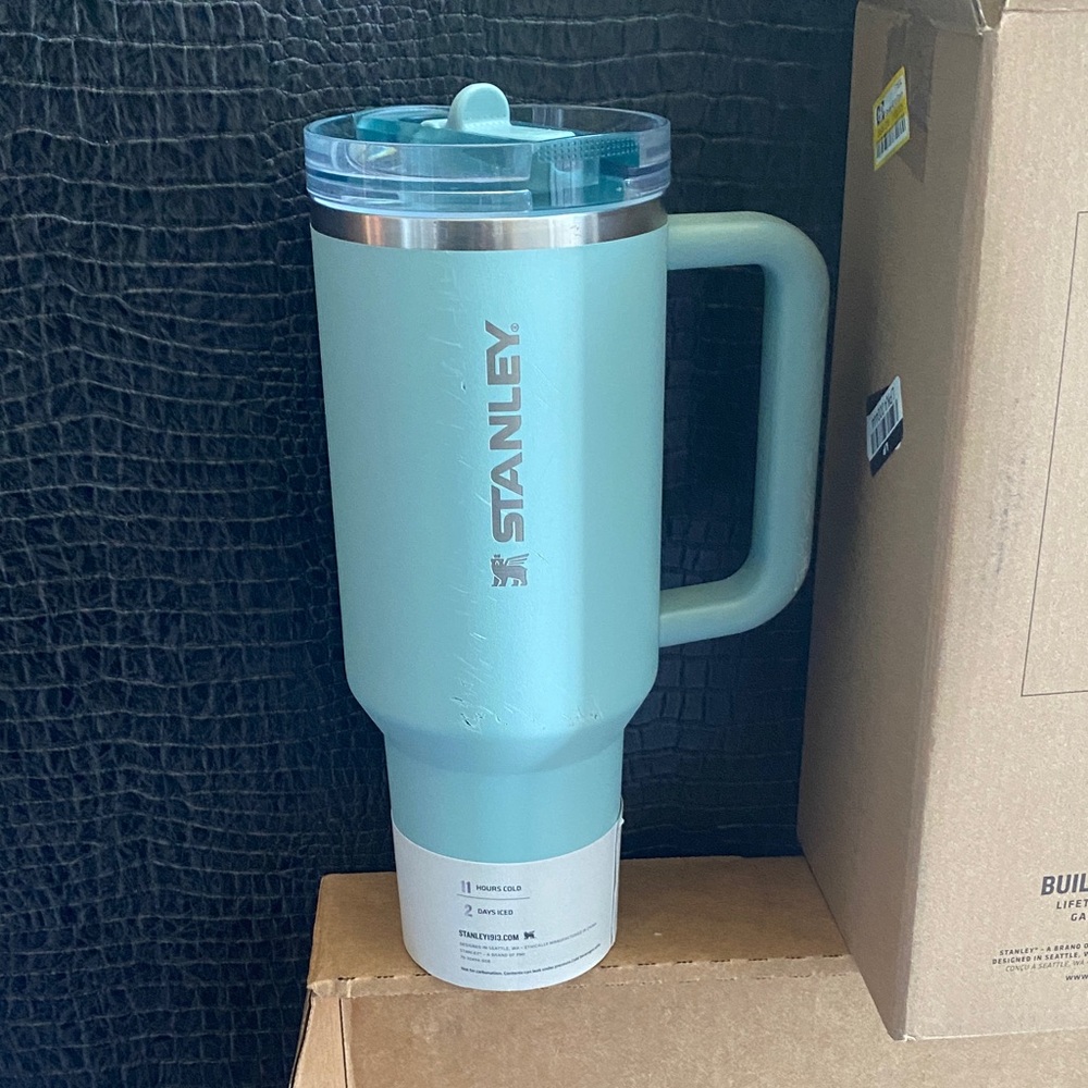 Stanley Mint Green Travel Tumbler with Handle. No offers